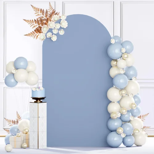 Vista 8 de MODFUNS Cubierta de Arco de Boda de 6 pies Beige de Spandex Cubiertas de Arco Chiara Cubierta de Telón de Fondo de Arco para Cubiertas de Arco Telón
