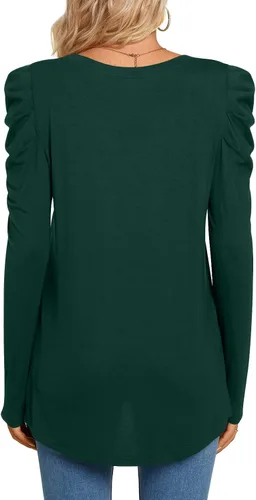 Vista 4 de CATHY Women's Long Sleeve V-Neck Casual T-shirt Sexy Tunic Tops Basic Blouses in Winter