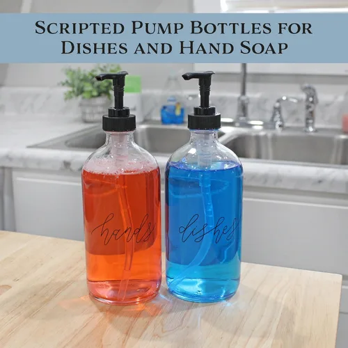 Vista 3 de Cornucopia Brands Botellas de bomba para platos de manos de 16 onzas (transparentes, juego de 2); dispensadores de bomba para cocina y hogar