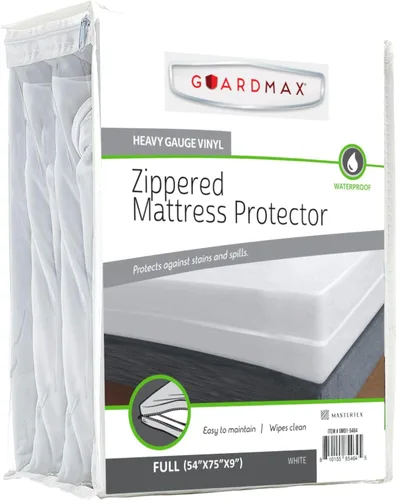Vista 13 de Guardmax Funda de colchón de vinilo resistente con cremallera tamaño individual, protector de colchón impermeable y transpirable, ropa de cama