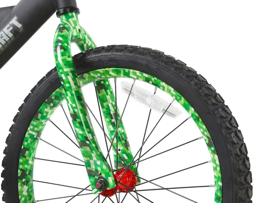 Vista 4 de Minecraft 18-Inch Kids Bike - Unisex Bike with Creeper Graphics, Coaster Brake, Adjustable Seat, Removable Training Wheels, Ages 6-9, 42”-53” Tall
