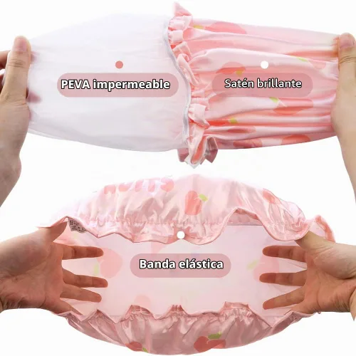 Vista 3 de Gorros de ducha de doble capa PEVA para niños, 3 unidades, con estampados