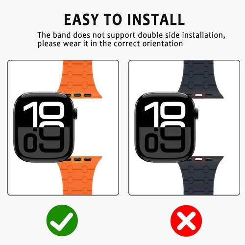 Vista 4 de Compatible con correa de Apple Watch de 49mm 46mm 45mm 44mm 42mm 41mm 40mm 38mm, correa de bucle magnético ajustable de silicona para iWatch Ultra