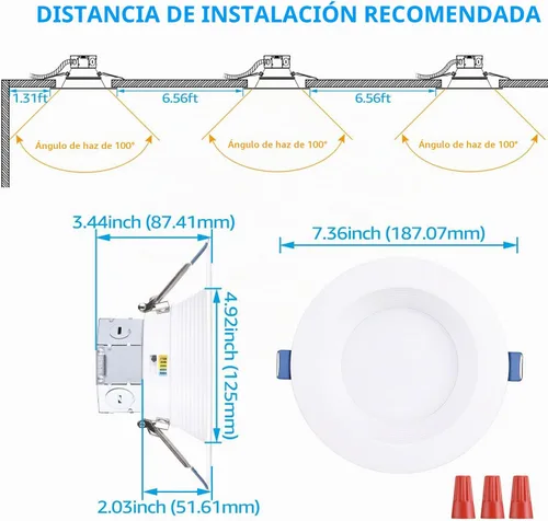 Vista 7 de TORCHSTAR Paquete de 8 luces LED empotrables 5CCT de 6 pulgadas, sin lata 2-Blanco