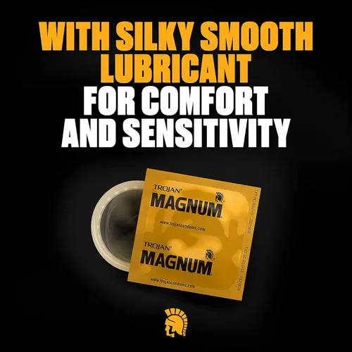 Vista 4 de TROJAN Magnum BareSkin - Condones grandes prémium y condones grandes lubricados Magnum, cómodos y suaves para hombres, el condón número uno