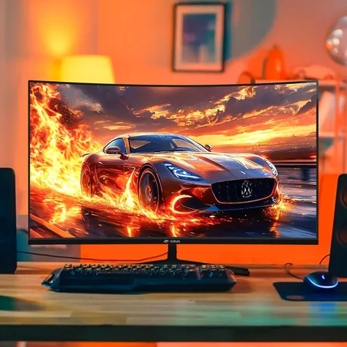 Vista 7 de CRUA - Monitor de juegos curvo de 24", 240Hz, FHD 1920 x 1080P, compatible con 120% sRGB, AMD FreeSync, bajo desenfoque de movimiento, compatible