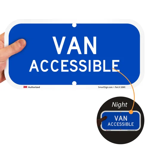 Vista 9 de SmartSign Letrero "Van Accessible" Aluminio reflectante de grado de ingeniero 3M de 6 x 12 pulgadas