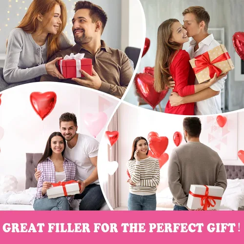 Vista 5 de JarThenaAMCS 10.6 onzas de papel de corte arrugado para el día de San Valentín, relleno de cajas rojas, blancas y rosas, papel de relleno de 3