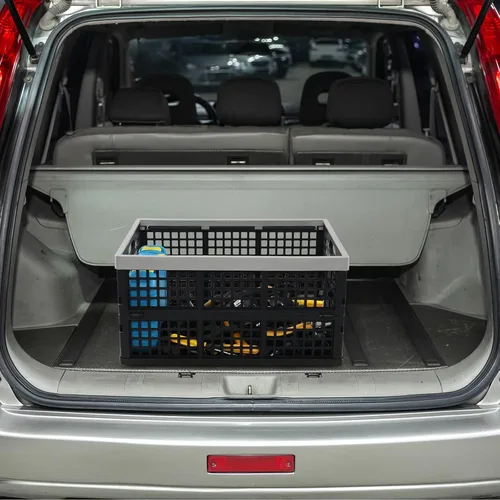 Vista 7 de Caja de plástico apilable grande de 42 litros, caja de almacenamiento plegable, 2 paquetes