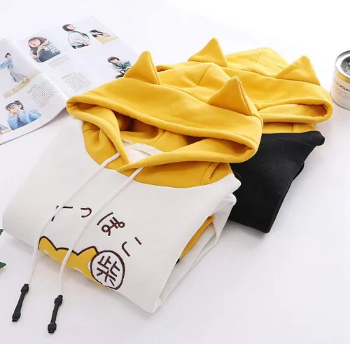 Vista 4 de Sudadera con capucha para mujeres y adolescentes, diseño animé de animales estilo cosplay