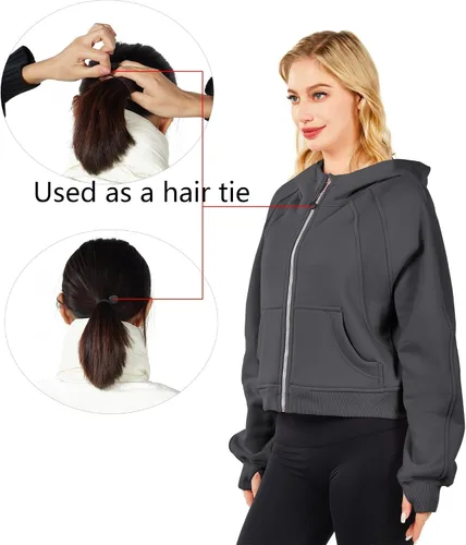 Vista 2 de Sudaderas con capucha de entrenamiento para mujer, sudadera con forro polar con media cremallera, sudadera alegre y brillante