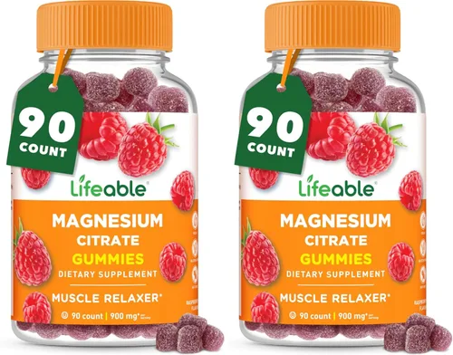 Vista 10 de Gomitas de magnesio realistas para adultos Gomitas de citrato de magnesio de 900 mg Magnesio vegano para hombres y mujeres 90