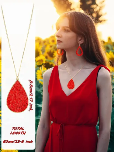 Vista 4 de Hicarer Juego de joyas con purpurina para mujer, incluye 2 pulseras multicapa para novia, boda, 3 pares de aretes colgantes de piel sintética, 1