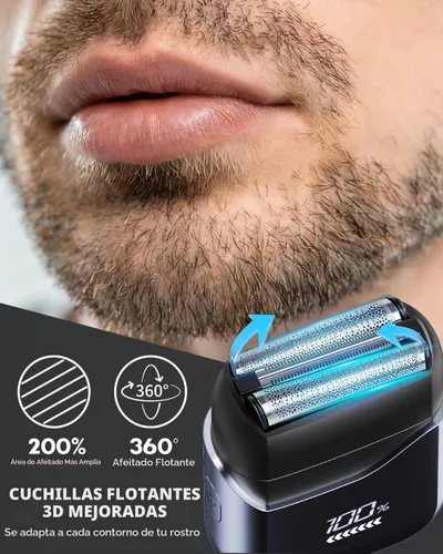 Vista 2 de Maquinilla de afeitar eléctrica para hombres, afeitadora de papel de aluminio para hombre, afeitadora de bolsillo para cara, 100% impermeable