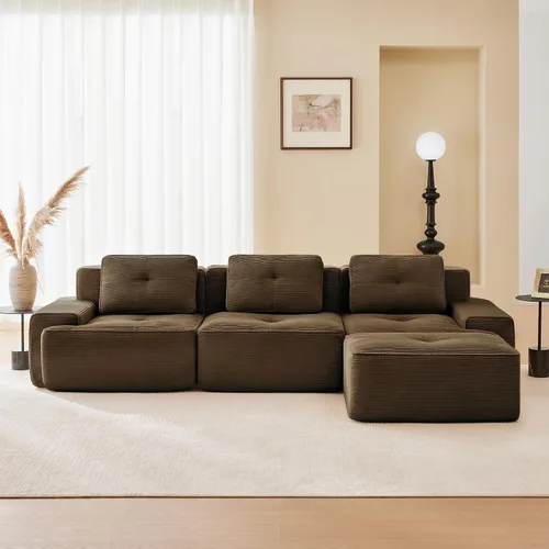 Vista 81 de Sofás modulares sin hueso de 152.8 pulgadas para sala de estar, sofá modular con diván en forma de L, cómodo asiento profundo tapizado de tela