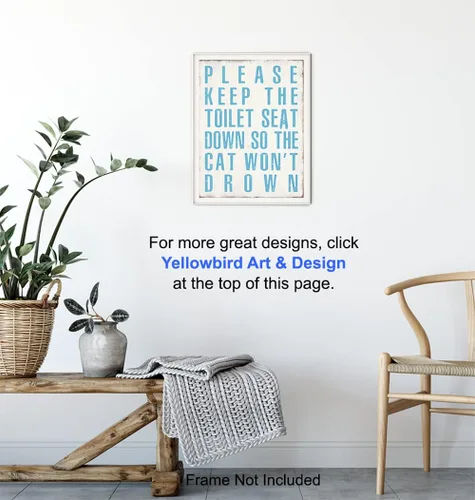 Vista 5 de Decoración de baño de gato, arte de pared de gato, decoración de pared de gatito, póster de gatito de 8 x 10 pulgadas, regalos lindos para amantes