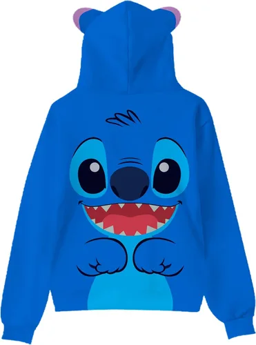 Vista 2 de Sudadera con capucha de orejas de gato con estampado 3D, sudadera deportiva con capucha para niños y niñas y jóvenes