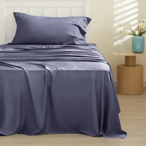 Vista 2 de Bedsure PureWoven 100% rayón derivado de bambú, sábanas de cama individual, 3 piezas