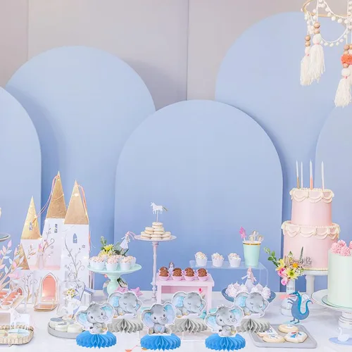 Vista 7 de ZHUOWEISM 6 piezas de centro de mesa de panal de elefante azul para It's a Boy Elephant Theme Reveal Género Reveal Baby Shower Niños Niños Fiesta