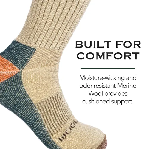 Vista 5 de Woolrich Calcetines de lana merino para hombre, fabricados en Estados Unidos, calcetines de senderismo hechos de 78% lana de cordero merino con arco