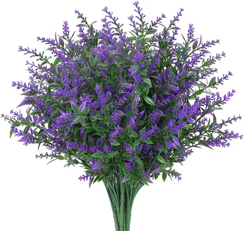 Vista 17 de GREENRAIN 8 ramilletes de flores artificiales de lavanda 3#amarillo