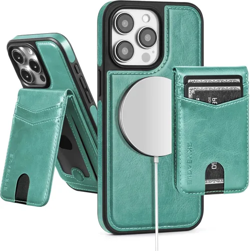Vista 41 de SkyEagle - Funda tipo cartera compatible con MagSafe para iPhone 11, color negro Detachable Magnetic Credit Card Holder,RFID Blocking,PU