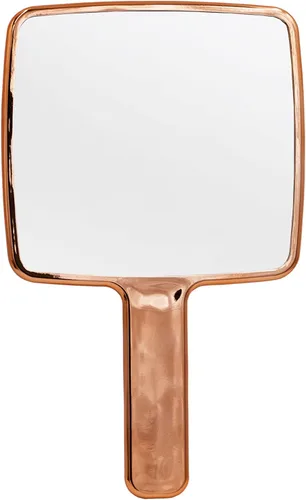 Vista 12 de YCHMIR Espejo de mano galvanizado oro rosa, cuadrado 11x6.7inch