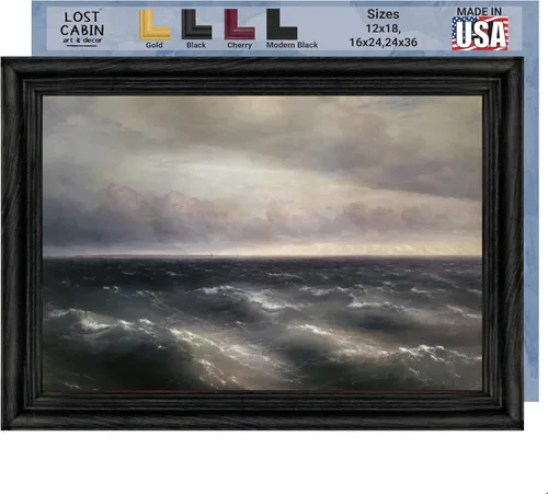 Vista 32 de Lost Cabin Dusk on the Golden Horn de Ivan Aivazovsky Impresión en marco plano negro Reproducción de pinturas de obras de arte finas Regalo