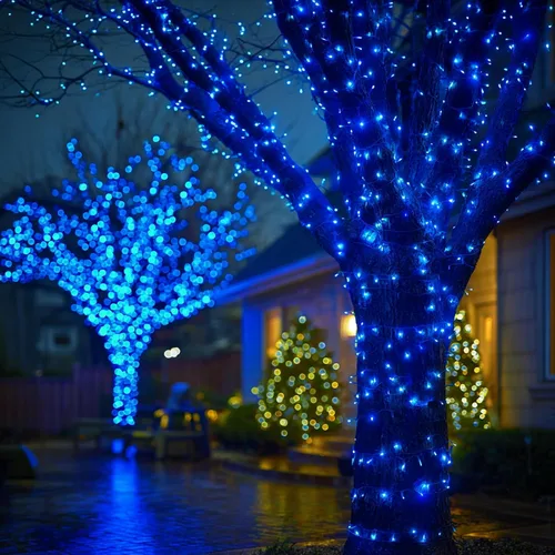 Vista 7 de Joomer Luces LED de Navidad, 19.5 pies, 100 luces LED azules para árbol de Navidad, conectables, impermeables, mini tira de luces enchufables