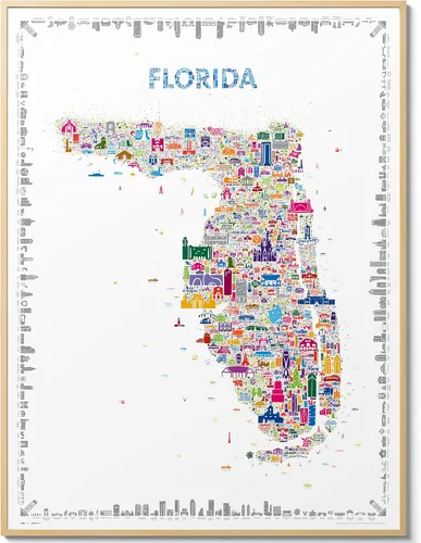 Vista 20 de Alfalfa NY - Arte de pared icónico de Florida, 18 x 24 pulgadas, sin marco, impresión artística retro brillante y colorida del estado del sol
