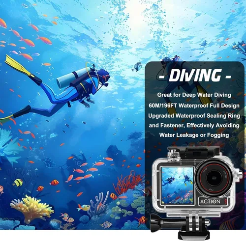 Vista 7 de BO&DQQ Carcasa Subacuática Impermeable Compatible con DJI Osmo Action 5 Pro/Action 4/Action 3, Funda de Cubierta de Buceo de 50 m/164 pies con Kit