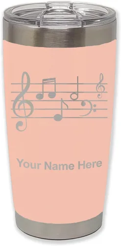Vista 9 de LaserGram Vaso aislado al vacío de 20 onzas, personal de música, grabado personalizado incluido (negro)