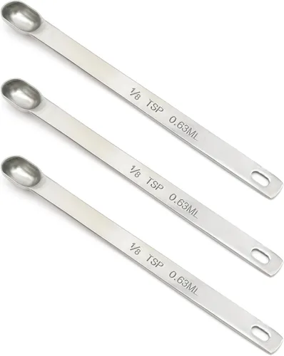 Vista 15 de 1 cucharadita (1/3 cucharada, 0.2 fl oz), cuchara medidora única, cucharaditas individuales de acero inoxidable con mango largo