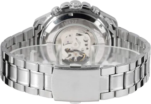 Vista 3 de FORSINING Pulsera de acero inoxidable única para hombre, reloj de esqueleto, Reloj de esqueleto