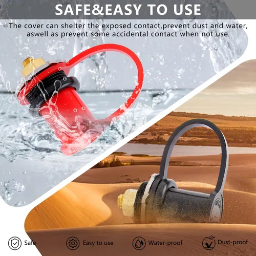 Vista 6 de Knoweasy Kit de poste de carga de batería de 250 A, terminales de puente remoto de 3/8 pulgadas con cubierta impermeable, clasificación de fuego V-0