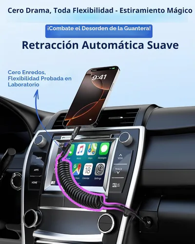 Vista 4 de AGVEE Cable USB-A a USB-C en espiral de 3 pies [certificado USB-IF] Carplay Negro