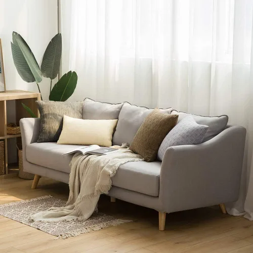 Vista 138 de MIULEE - Juego de 2 fundas de almohada decorativas de lino de arpillera navideñas, modernas, estilo campestre, rústicas, tejidas, con textura