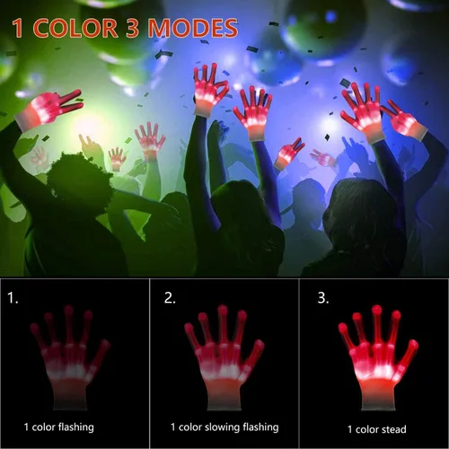 Vista 2 de Guantes de mano de esqueleto iluminados, modos de ajuste, guantes LED, nuevos divertidos y geniales recuerdos de fiesta, juguetes geniales, regalos