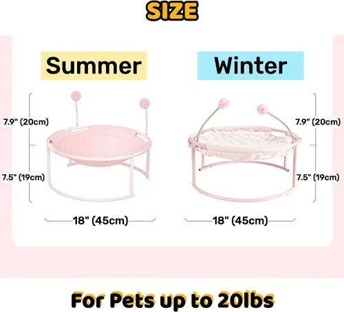 Vista 3 de Linda perca para gatos de verano, fácil de montar, hamaca elevada para perros pequeños, de pie, malla transpirable para mascotas durmiendo hasta 20