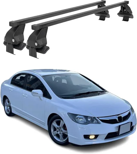 Vista 25 de Barras transversales de techo OMAC para Honda Civic Hatchback 1996-2000, con cierre, 49.9 kg, aluminio, negro, 2 piezas, se ajusta a portaequipajes