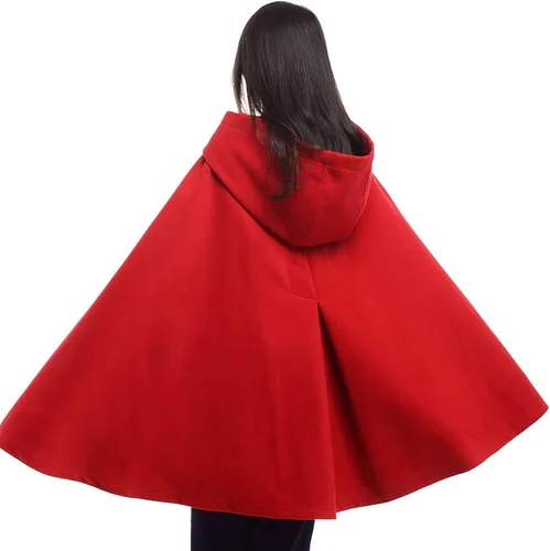 Vista 2 de GRACEART Capa de lana con capucha para mujer, capa de invierno para boda, talla grande, abrigo grueso