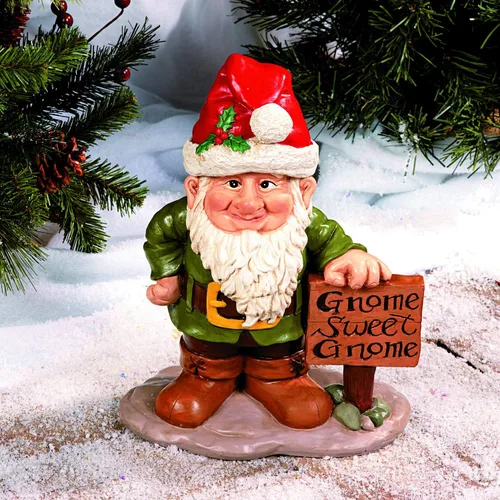 Vista 6 de Fun Express Estatua de gnomos de jardín para exteriores con 5 sombreros de temporada intercambiables, figuras de gnomos de resina para decoraciones