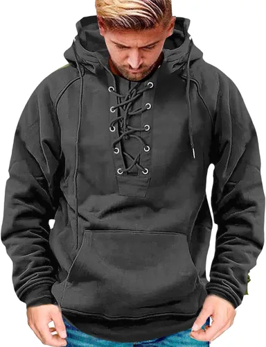 Vista 7 de Sudaderas tácticas para hombre, con cremallera de un cuarto, con capucha, manga larga, estilo cargo, entrenamiento, al aire libre, con bolsillo