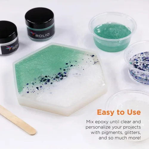 Vista 3 de Rolio - Kit de fundición de resina epoxi y endurecedor - Transparente, 32oz
