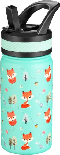 Vista 14 de Fanhaw Botella de agua aislada para niños de 14 onzas con tapa de pajita – Acero inoxidable de doble pared al vacío, a prueba de fugas, botellas
