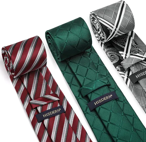 Vista 19 de HISDERN Juego de corbatas extralargas para hombre y pañuelo de bolsillo de 63 pulgadas, colección XL, caja de regalo, corbata, lote de 3