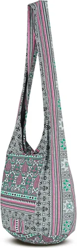 Vista 2 de Your Cozy - Bolsa bandolera bohemia y hecha a mano, de algodón, unisex