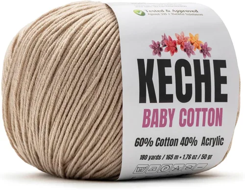 Vista 69 de Keche Hilo de Algodón, 60% Algodón 40% Hilo Acrílico, Hilo de Algodón Suave para Crochet y Tejer, Hilo Amigurumi 1 Madeja/Bola 1.76 Oz (50g) / 180