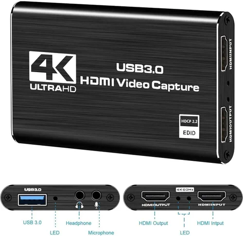 Vista 7 de Tarjeta de captura, tarjeta de captura HDMI USB3.0 Nintendo Switch, tarjeta de captura de video 4K 1080P 60FPS, tarjeta de captura