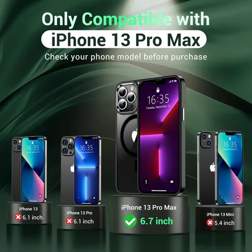 Vista 8 de Funda magnética para iPhone 13 Pro Max, [compatible con MagSafe], [antiamarilleo] [protector de pantalla de vidrio + protector de lente de cámara]